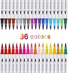 Watercolor Brush Pen Dual Tip Paint Marker Set, 36PCS Flexible Brush and Fineliner Tips, Watercolor Effects perfect for Adult Coloring Books, Manga, Calligraphy, Hand Lettering, Bullet Journal Pens