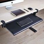 PrimeCables Keyboard Tray 26.8 x 11.1inch Keyboard Tray Under Desk with C Clamp and Storage, Keyboard Stand Slide Pull Out for Home Office, Black (PC-MO-KBT08)