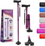 Allay Walking Cane for Men & Women - Foldable, Adjustable, Collapsible Walking Canes for Seniors Balance, Free Standing, Pivot Tip, Heavy Duty, with Travel Bag | Walking Sticks for Seniors & Adults