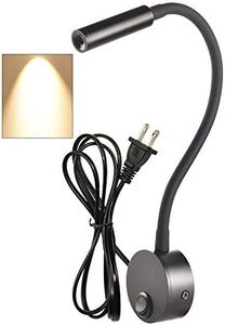 LEDSONLINE Black Reading Lamps LED Wall Mounted Study Reading Light for Bed Headboard Gooseneck US Plug Corded-Electric Sconce Lamp Spot LED AC85-265V(3000K Warm White)