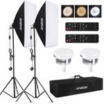 Andoer Softbox Photography Lighting Kit, 85W LED Light * 2 + 50x70cm Softbox * 2 + 2M Light Stand * 2 + Remote Control * 2 + Carry Bag * 1 for Studio Portrait Product Photo Video, (2 sets)