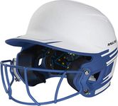 Rawlings Mach Ice Fastpitch Softball Batting Helmet with Face Guard, Senior, White/Royal Blue