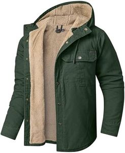 Mr.Stream Men's Hooded Coat Casual Thicken Work Sherpa Lined Fleece Snap Shirt Jacket 3255 Green M