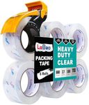 LEBAO Crystal Clear Heavy-Duty Packaging Tape (6rolls), with dispenser, extra-thick BOPP film, strong adhesive, suitable for packaging large items, heavy loads, moving, and sealing; thickness: 2.7 mil