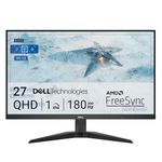 Dell G2725D 27 Inch QHD (2560x1440) Gaming Monitor, 180Hz, IPS, 1ms, AMD FreeSync, 99% sRGB, DisplayPort, 2x HDMI, 3 Year Warranty, Black