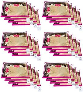 Kuber Industries Polyurethane Saree Cover, Set of 24 with Zipper Closure