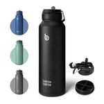 BOTTLE BOTTLE Insulated Water Bottle with Straw 1180ml(40oz) Sports Stainless Steel Water Bottles with Handle Lid Outdoors Drink Flask for Pills (black)