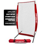POWERNET I-Screen Pitching Protection Net with Frame and Carry Bag - 7ft x 4ft, Red, Polyester, Baseball, Softball