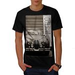 Wellcoda Funky Vintage Car Mens T-Shirt, Automobile Graphic Design Printed Tee Black 4XL