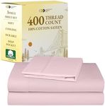 Softest 100% Cotton Sheets, Twin Sheets Set, 400 Thread Count Sateen Sheet Set Twin, Bedding for Dorm Rooms & Adults, Deep Pocket Sheets, Cooling Sheets, Twin Bed Sheets (Pink)