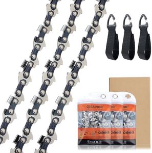 Lot de 3 Chaînes de tronçonneuse de 35 cm 3/8"LP 1,3 mm 52 maillons d'entraînement - Chaîne à Faible Rebond compatible avec Oregon cs1200, Einhell, Dolmar, Husqvarna et plus