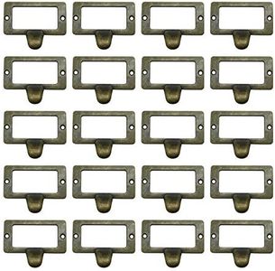 WEICHUAN 20PCS 1-1/8" X 2-1/4" Antique Bronze Card Holder Drawer Pulls/Label Holders/Label Frame Pulls - Vintage Drawer Box Case Cabinet Cupboard Carpenter Repair Decoration Hardware