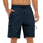 TBMPOY Men's Hiking Shorts Quick Dry Lightweight Outdoor Workout Athletic Golf Running Travel Shorts with Zip Pockets Navy L