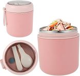 Insulated Food Container with Spoon, Soup Thermos Food Flask，Stainless Steel Vacuum Food Soup Bottles That Keep Foods Hot, Insulated Lunch Container Wide Mouth Hot Food Jar(pink 530ml)