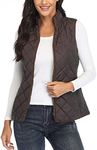 MISS MOLY Women's Padded Vest Stand Collar Zip Up Puffer Lightweight Quilted Vest Brown 2XL