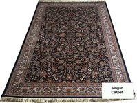 RUBI RUGS Density Export Quality Irani Design Classical Persian Silk Carpet for Your Hall & Living Room 3 X 5 Feet (90x150 cm) Color-Black