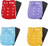 BLUESPUN Baby Cloth Diapers 0 To 3 Years | Side Leakage Proof Washable Reusable Diaper For New Born Baby|Freesize, Reduces Rash,|Stay Dry & Lasts up to 3Hrs (Pack of 4)