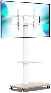 FITUEYES Universal Mobile TV Stand, Rolling TV Cart for 32-70 inch Flat Curved Screen TVs up to 88lbs, Floor TV Stand Trolley with Adjustable Height for Home Office, Max VESA 600x400(White)