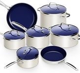 Nuwave 12pc Forged Lightweight Cookware Set, G10 Healthy Duralon Ceramic Ultra Non-Stick Coating, Vented Tempered Glass Lids, Stay-Cool Handles, Induction-Ready & Works on All Cooktops, PFAS Free