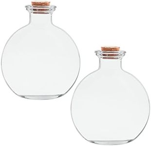 Belle Vous Bottigliette Vetro Sferiche (Set da 2) - Bottiglia Vetro con Tappo Sughero Rotonda Trasparente da 240 ml - Boccette Vetro Tappo Sughero per Arte Fai da Te, Sali da Bagno, Bomboniere e Nozze