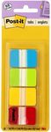 Post-it Tabs, 1 in Solid, Aqua, Lime, Yellow, Red, 22/Color, 88/Dispenser (686-ALYR1IN)