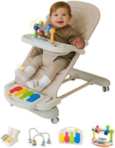 Cuddo Baby Bouncer Montessori| Sensory Toy, Piano, Tray, Rattle Socks| Khaki
