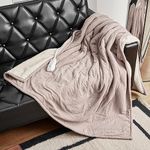 ALLYOULAND Heated Blanket Throw 50"x60",ETL Certified Electric Throw Blanket with 5 Heat Settings 3 Hours Auto-Off Timer,Machine Washable Overheat Protection Heating Blanket Throw - Dusty Pink