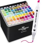 STATIONERY ISLAND Alcohol Markers Set 80 Colours, Alcohol pens Dual Tips, Colouring Pens with Carrying Bag, Graphic Marker Pens for Artist, Twin Markers Art Pens for Drawing