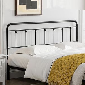 KZNGK California King Size Headboard with Black Metal Construction, Adjustable Height, Sturdy Farmhouse Style Wrought Iron Headboards Only