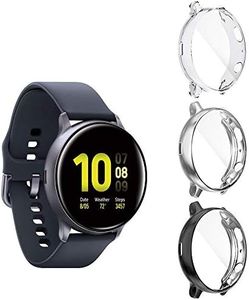 Suoman 3-Pack for Samsung Galaxy Active 2 44mm Case, All-Around Protective TPU Bumper Cover Screen Protector Case for Samsung Galaxy Active2 44mm,(Not Fit for 40mm) - Clear+Silver+Black
