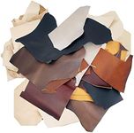 ELW Oil and Vegetable Tanned Mix Color Leather Scrap | 4-6 oz (1.6-2.4 mm) Medium Weight | Size: 2 LB Weight | Genuine Cowhide Full Grain Leather Remnants for Crafting | Color: Mixed Earth Tone