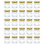 Hexagonal Glass Jars, 30Pcs 45ML Small Jars for Storage, Mason Jars with Airtight Metal Lid Gold, Kitchen Storage Jars for Preservatives, Pickle, Jam, Crafts, Honey, Spices and More