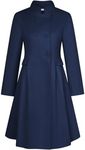 GRACE KARIN Trench Coats for Women 2024 Winter Wool Coat Notch Lapel Double Breasted Peacoat Navy M