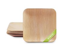 KOOKOON 200 Pcs Disposable Palm Leaf Plates - 8" (20cm) Medium Square Plates, Eco Friendly, Biodegradable, Compostable Plates, Like Wooden Plates, Paper Plates, for Hot Food, Side Plates