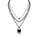 MILAKOO Multi-layered Chains Necklace for Women with Lock Pendant Tiny Heart Charms Irregular Necklace