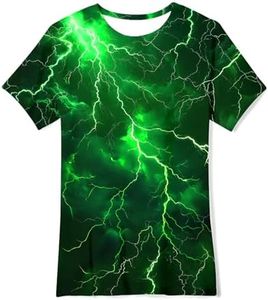 Kids Neon Shirts Boys Lightning Green T-Shirt 9T 10T Cool Short Sleeve Novelty Tees Tops
