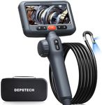 DEPSTECH Dual Lens Articulating Endoscope, 210° Two-Way Rotating Borescope with Light, 4.5'' IPS Screen, 1080P HD Inspection Camera, 5ft Flexible Snake Cable for Automotive Wall Engine, Mechanics Tool