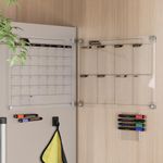 MAG-FANCY Acrylic Magnetic Calendar for Fridge, French Version Set of 2 Dry Erase Calendar Reusable Planning Boards Monthly & Weekly, with 6 Dark Colored Erasable Markers & Adhesive Mount for Wall