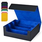 UAONO Card Storage Box for Trading Cards, 1800+ PU Leather Commander Card Deck Case, Magnetic Closure Card Holder Fits for Magic Game Cards (Black&Blue)