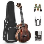 Caramel CT904 Ebony Tenor LCD color display Electric Professional Player Beginners Ukulele Uke Kit Bundle Padded Gig bag Strings,Strap