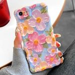 rafamau Floral Case for iPhone 7/8/SE 2020/SE 2022, Curly Wave Frame Flower Phone Case for Girls Women Soft Protective Cover 4.7 inch