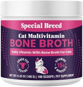 Cat Multivitamin with Grass-Fed Beef Bone Broth – Daily Supplement for Immune, Joint, Skin, Coat & Gut Health – Omega 3s, Lysine, Beta Glucan, Vitamins A-E, C, D – 180 Day Supply – No Fillers