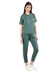 CHKOKKO Women Casual Summer Track Suit T-shirt Trackpant Co-ord Set EarthGreen 3XL