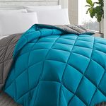 Cosybay Down Alternative Comforter (Algiers Blue/Dark Grey, Twin) - All Season Soft Quilted Twin Size Bed Comforter - Duvet Insert with Corner Tabs - Winter Summer Warm Fluffy, 64x88 inches