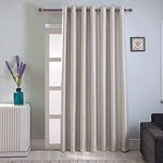 GYROHOME Extra Wide Blackout Curtain for Sliding Glass Door, Faux Silk Blackout Curtains (Beige Liner) Thermal Insulated Grommet Top (1Panel,100x96inch, Beige)