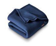 BSB HOME® 300 GSM Special for Heavy Winter Plain Light Weight Polar Fleece Blanket for Double Bed (220x230 cm, Color-Blue)