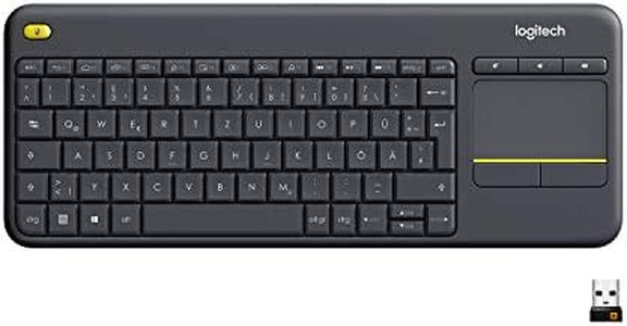 Logitech K400 Plus Clavier Sans Fil Touch TV Avec Contrôle Média et Pavé Tactile, Clavier Allemand QWERTZ - Noir