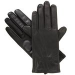 isotoner Women's Classic Stretch Leather Touchscreen Cold Weather Gloves, Fleece Lining, Black, S-M