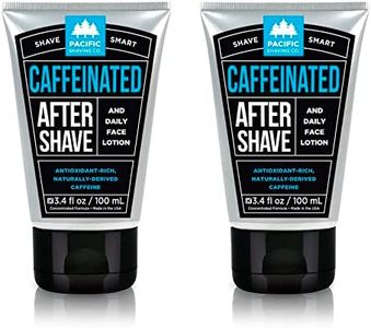 Pacific Shaving Company Caffeinated Aftershave, Men's Grooming Product - Antioxidant Daily Face Lotion + After Shave - Soothing Aloe & Spearmint Post Shave Balm for Sensitive Skin (3.4 Fl Oz, 2 Pack)