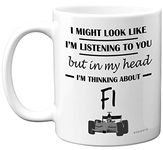 Stuff4 Formula 1 Gifts - in My Head I'm Thinking About F1 - Funny F1 Gifts for Men, Car Lover Gifts for Him, F1 Mug, Formula One Gifts, 11oz Ceramic Dishwasher Safe Premium Mugs Novelty Cup